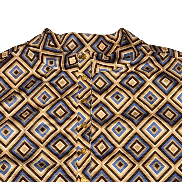 Tail Performance Shirt Size L Brown Blue White Diamond Snap Button S/S Collared - Picture 2 of 7